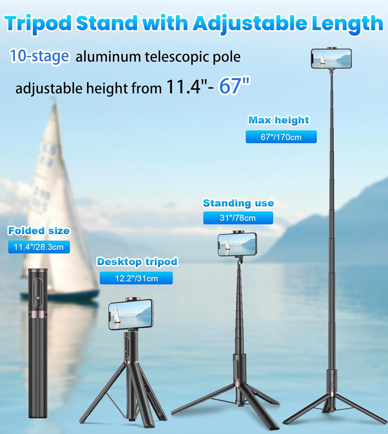 Tripod Selfie Stick Black