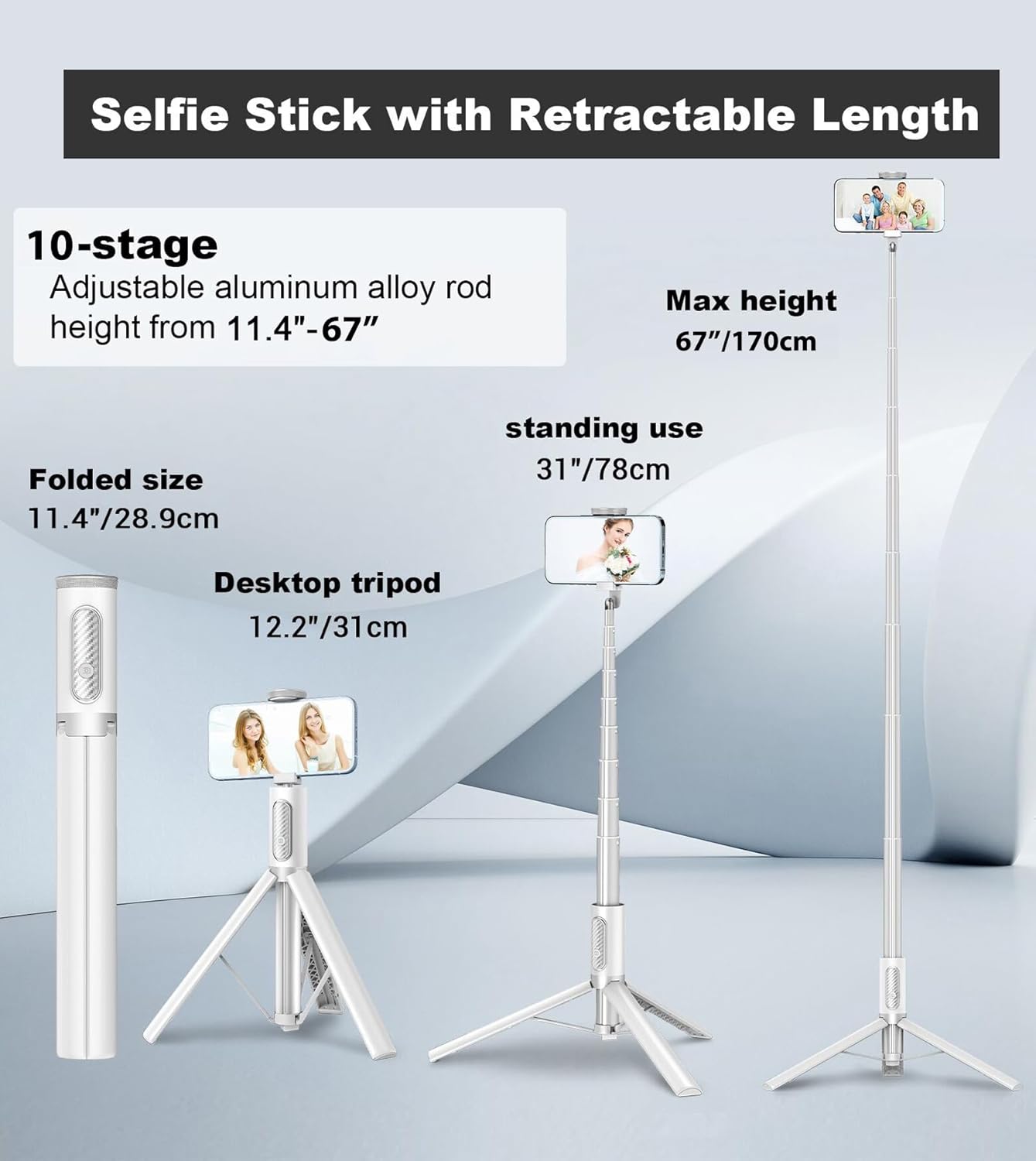 Tripod Selfie Stick White
